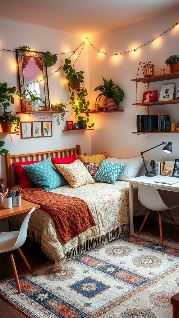 Creative Christmas Wishlist Ideas for Your Room A cozy and stylish room with colorful decor, plants, and organized workspace.